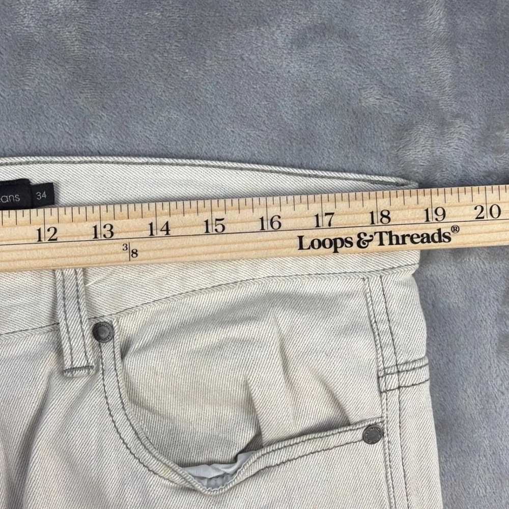 Calvin Klein Jeans Mens 34 Slim Straight Low Rise Button Fly Beige Off White NEW